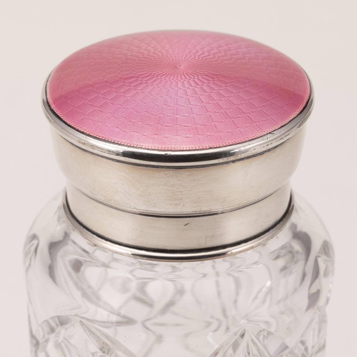 photo for sale Antique Silver Mounted Guilloché Enamel Jar By Adie Brothers, 1927