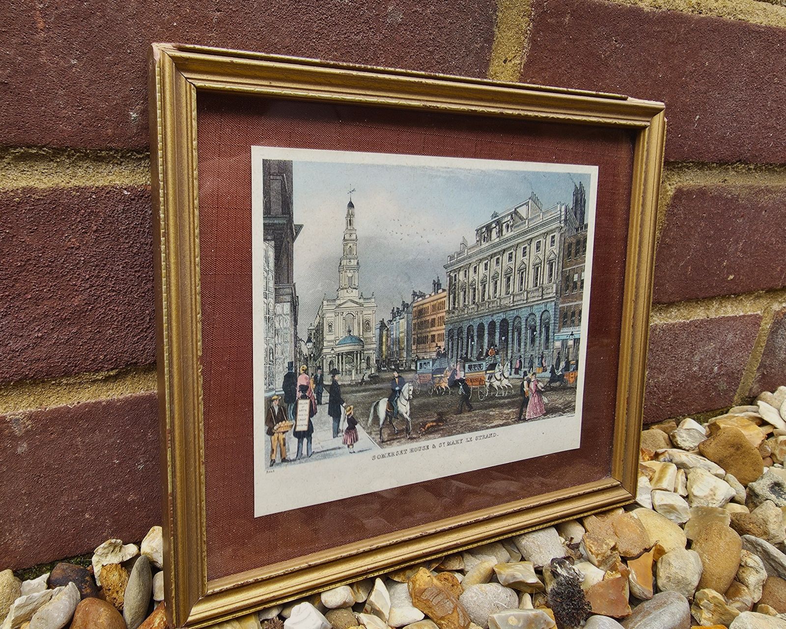 Small, Framed Repro Engraving Of Somerset House & St Mary Le Strand By S. Read photo furniture
