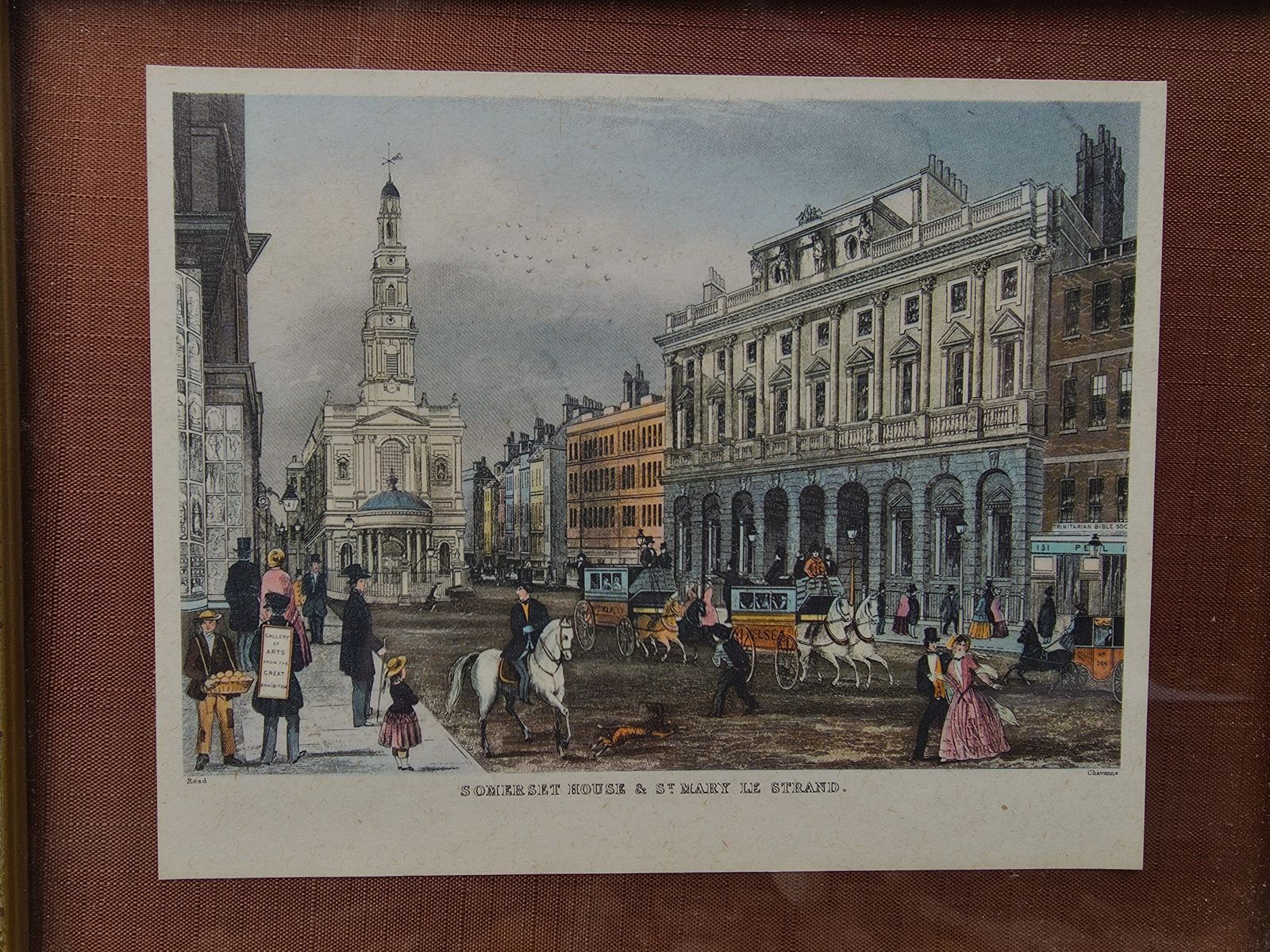 Small, Framed Repro Engraving Of Somerset House & St Mary Le Strand By S. Read photo 75.0