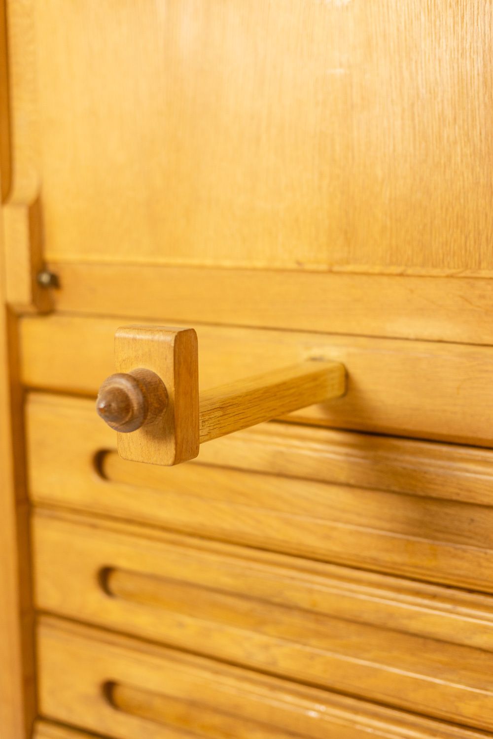photo vintage Guillerme And Chambron. Oak Wardrobe With Built In Writing