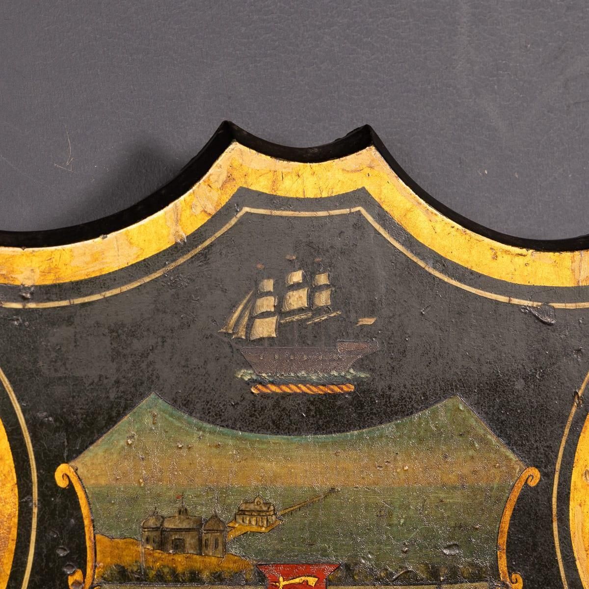 Antique 19th Century English Hand Painted Essex Armorial Shield photo for sale