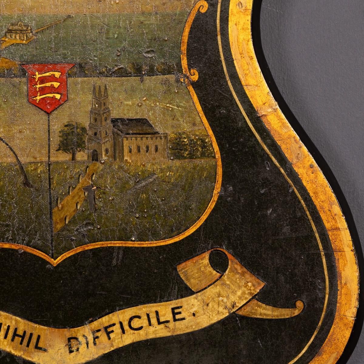 photo furniture Antique 19th Century English Hand Painted Essex Armorial Shield