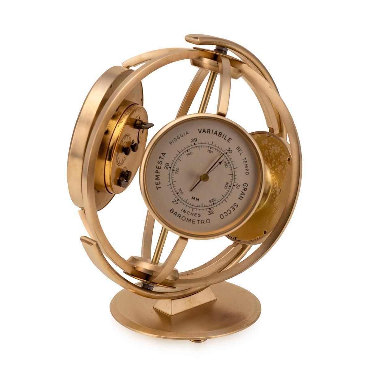 Vintage Swiss Gilded Rotating Desk Compendium, World Time Clock, 1960 photo Home Decor