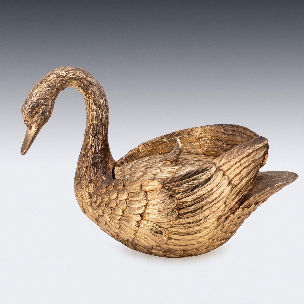 Gilded Swan Ice Bucket By Mauro Manetti, Mid Century Italian Design photo Home Decor