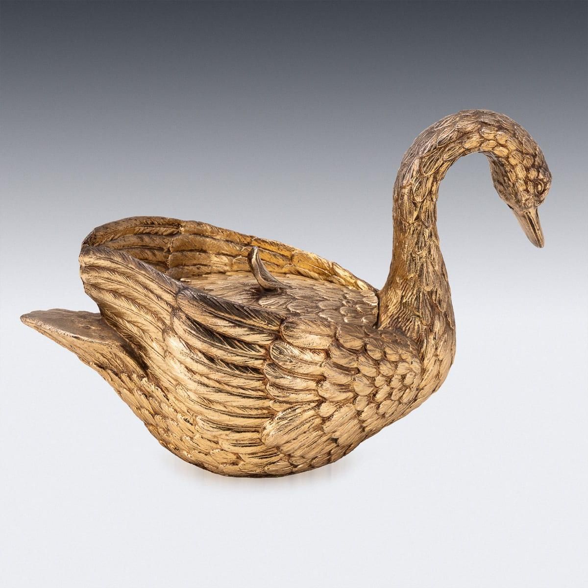Gilded Swan Ice Bucket By Mauro Manetti, Mid Century Italian Design photo vinterior
