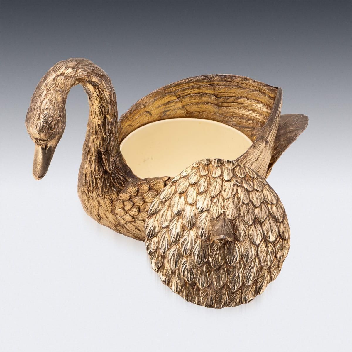 Gilded Swan Ice Bucket By Mauro Manetti, Mid Century Italian Design photo buy