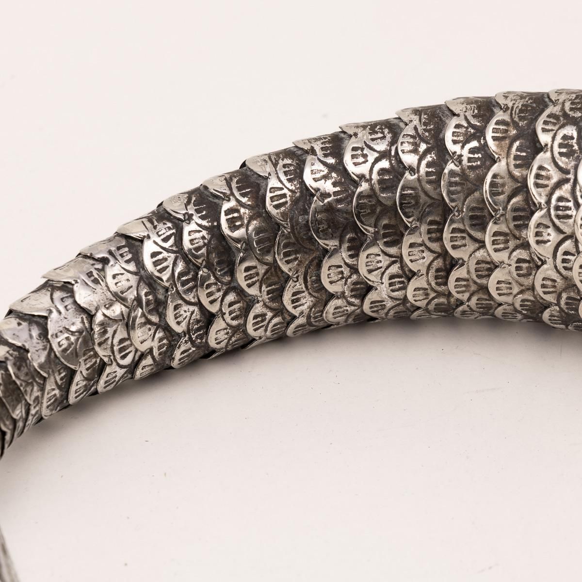 Art Vintage 20th Century Mexican Novelty Articulated Fish In Alpaca Silver C.1950 photo