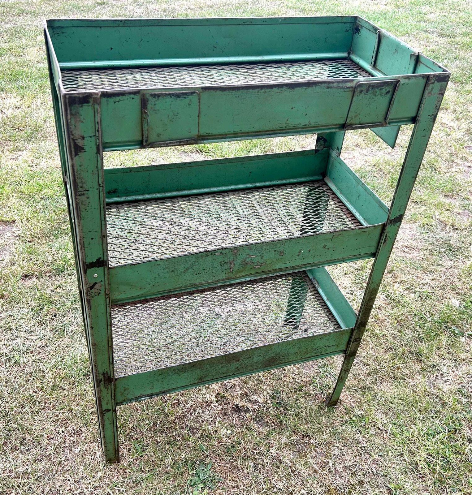 Industrial Factory Green Shelving Unit Trolley Cabinet Storage Metal Vintage Antique Bathroom Rack Mancave Kitchen Retro Drinks photo buy