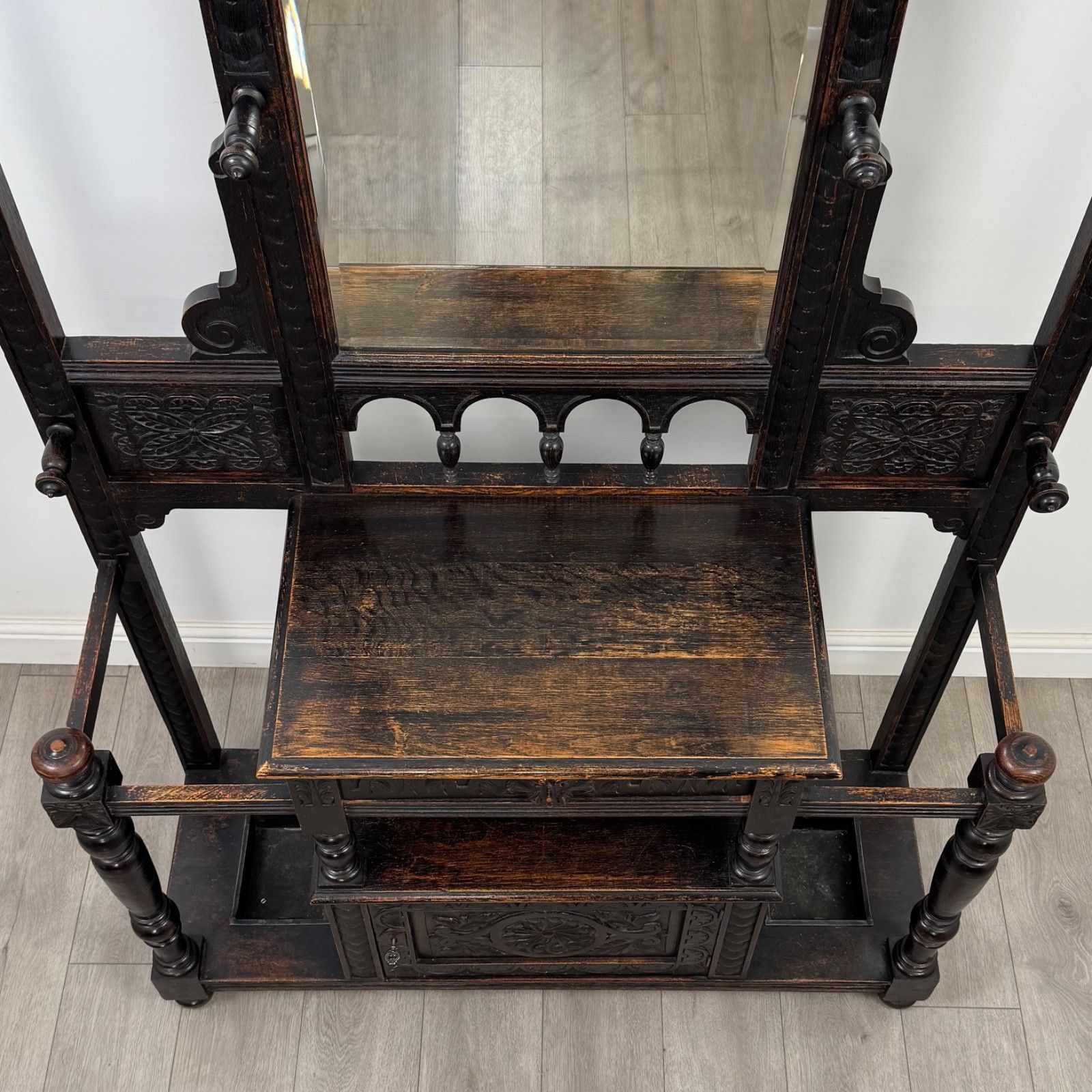 photo for sale Antique 19th Century Impressive Victorian Hall Stand In Oak ( Af 5704 )