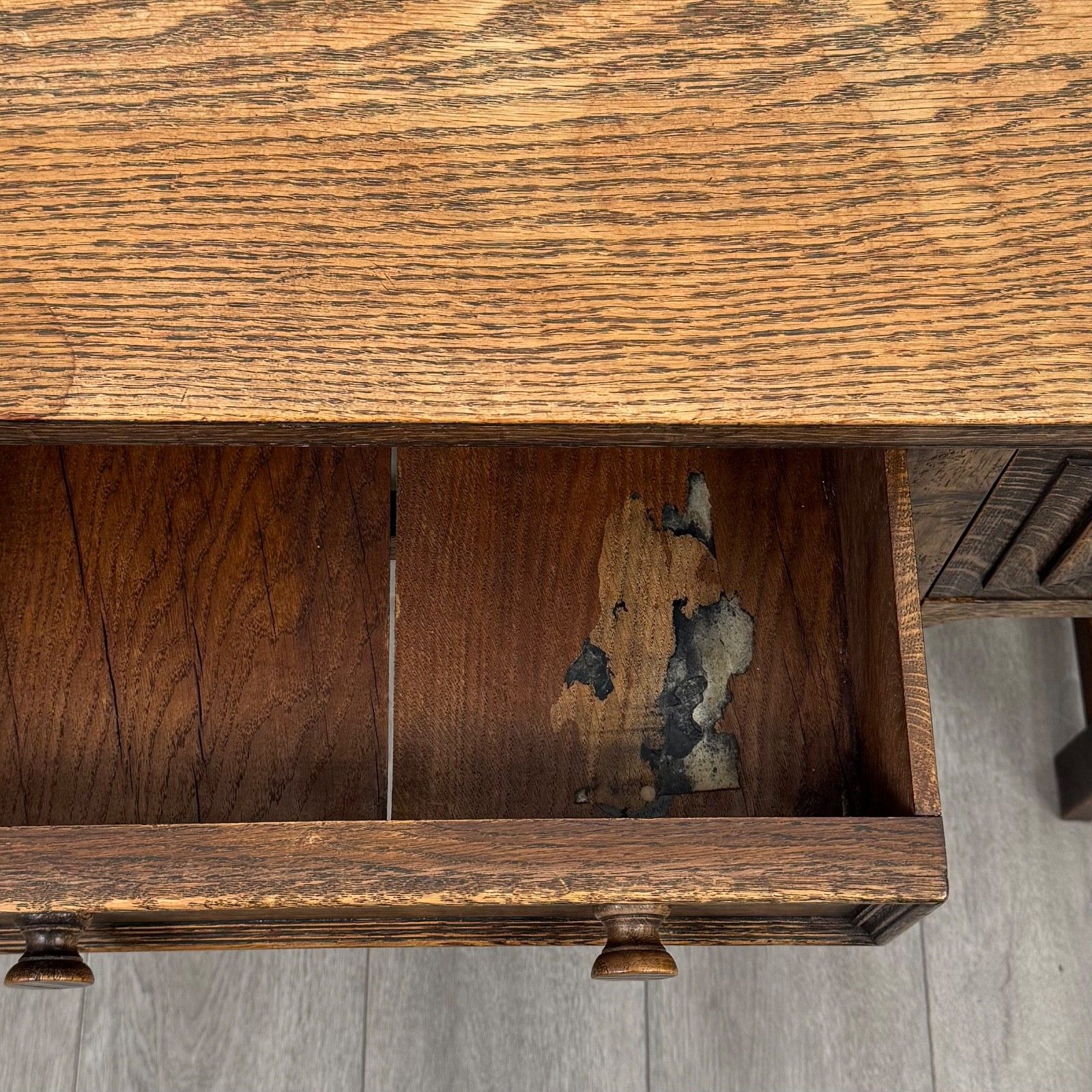625.0 Antique 20th Century Fine Quality Edwardian Desk In Oak ( Af 5733 ) photo