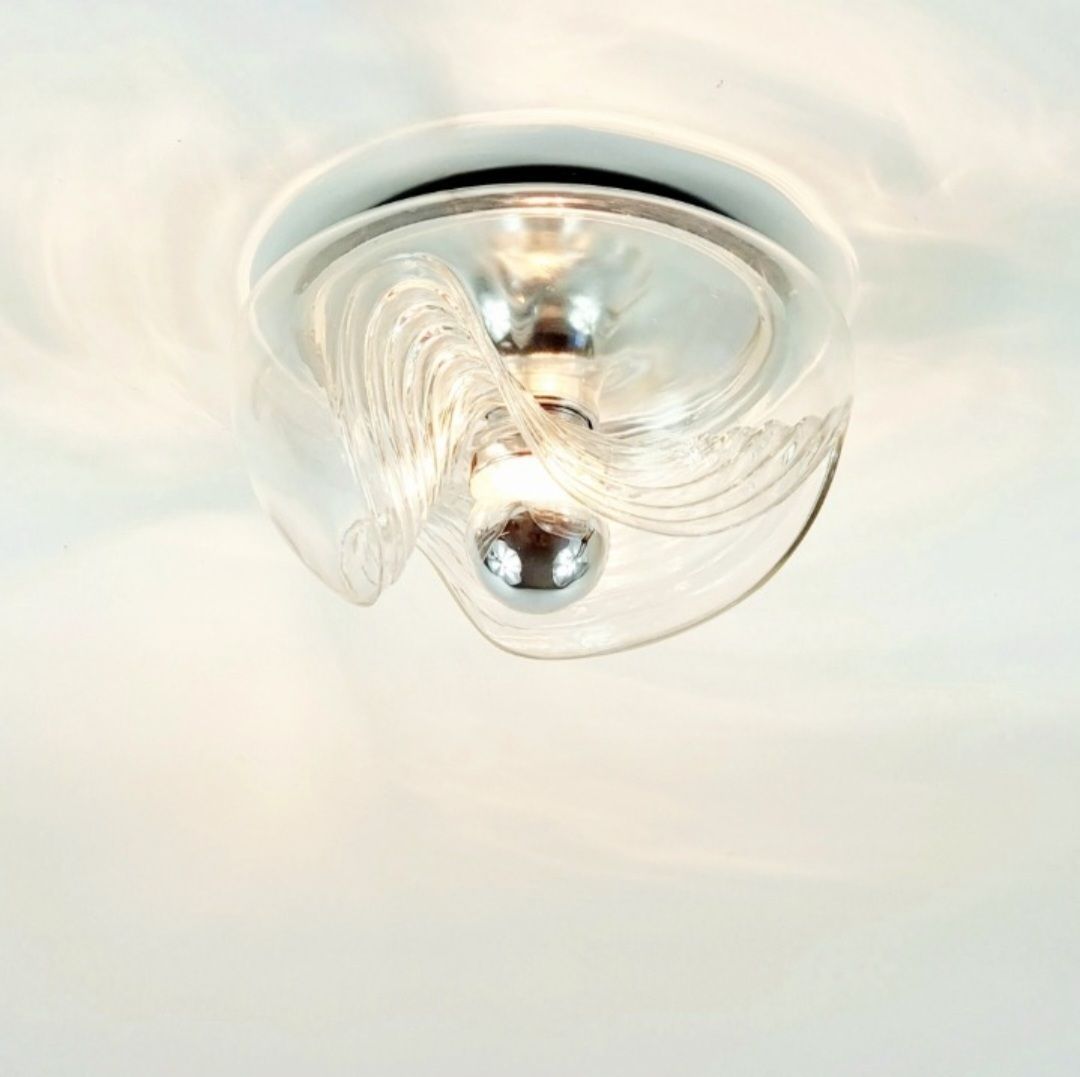 Plafonnier mid-century Space Age en verre modèle Wave, par Koch & Lowy pour Peill & Putzler, Allemagne, années 1970 photo vinterior