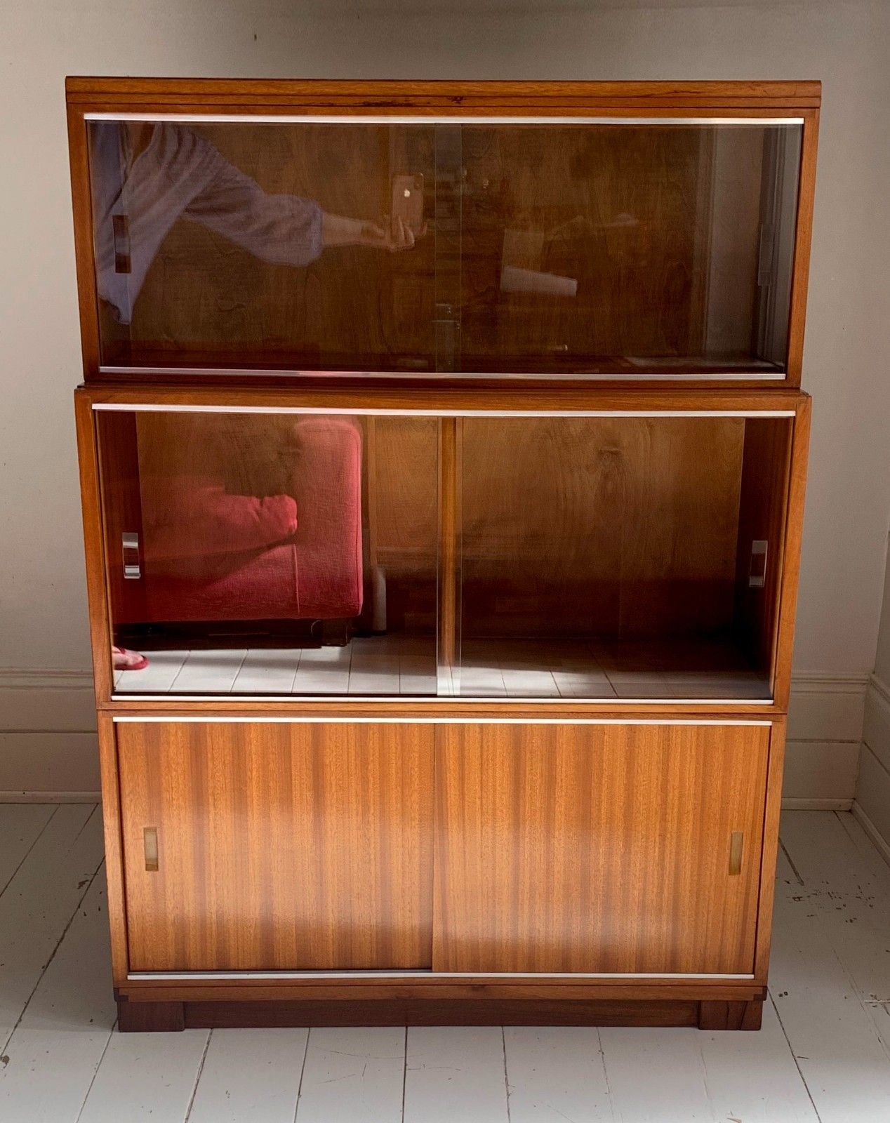 Vintage 1930s Modular Stacking Bookcase With Glazed Sliding Doors / Academic   Barristers Bookcase / Library photo furniture