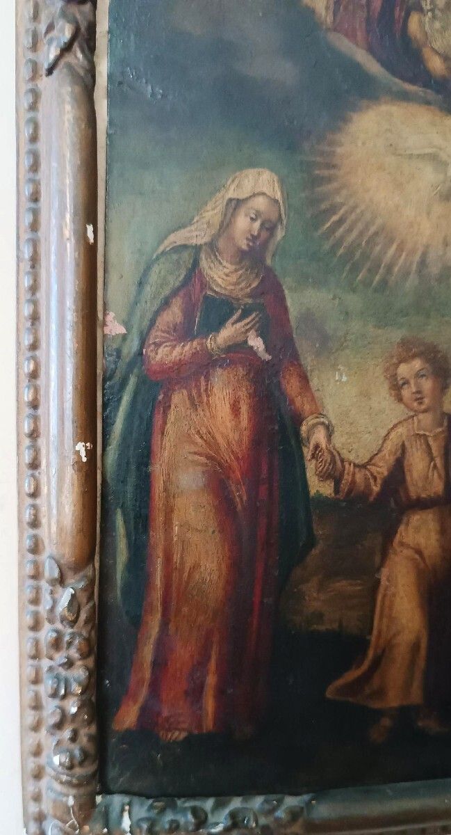 Antique Painting On Copper   Holy Family   18th Century photo 675.0