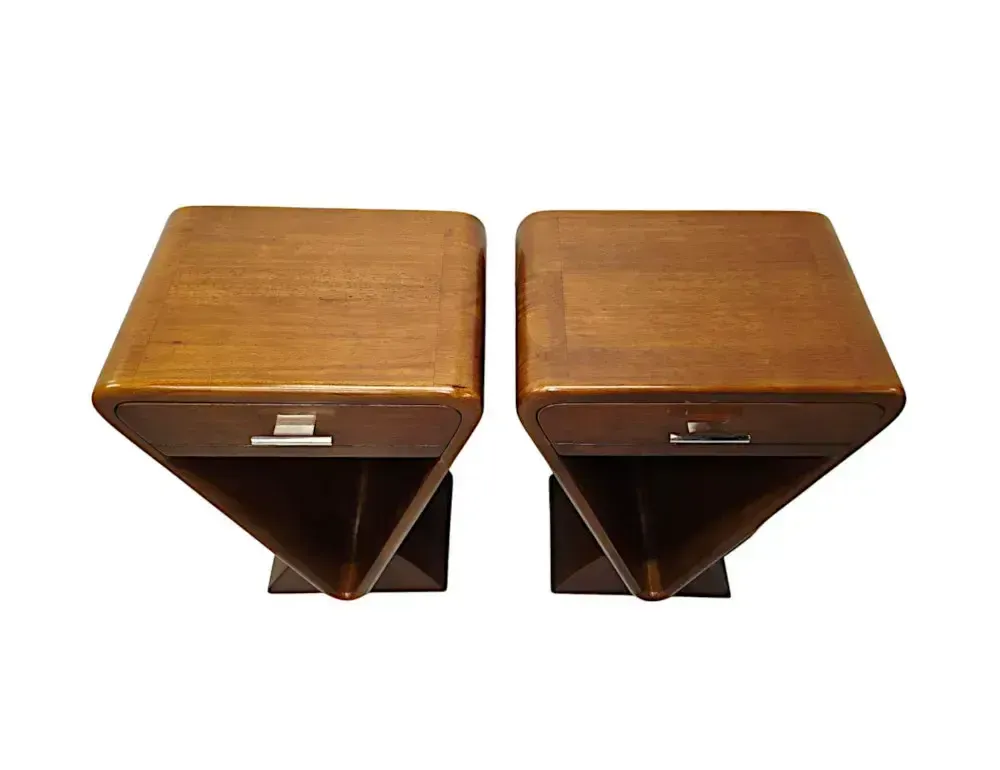 Een fraai paar art deco stijl nachtkastjes of bijzettafels photo furniture