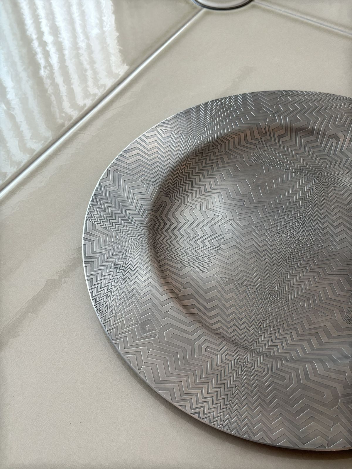 photo furniture Large Pewter Charger Plate, Contemporary Metal Art Edition