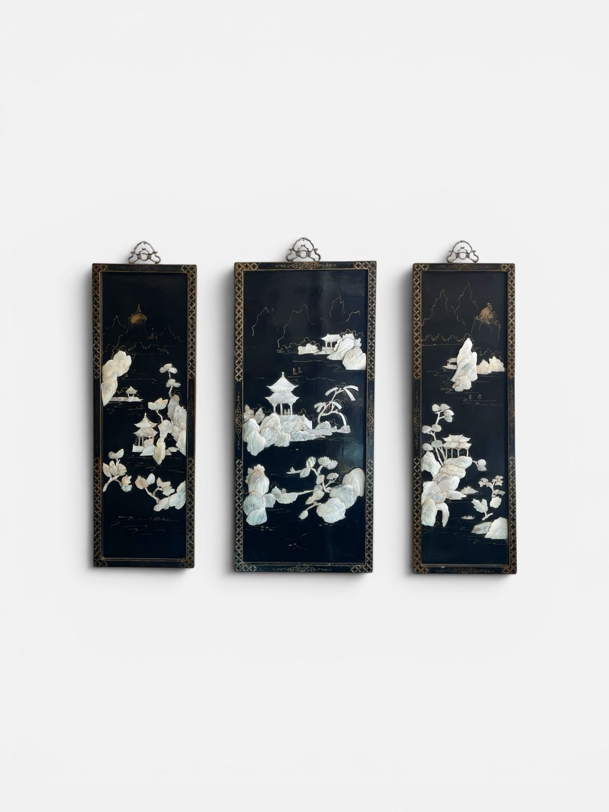 A Japanese Mother Of Pearl Shibayama Triptych photo 860.0