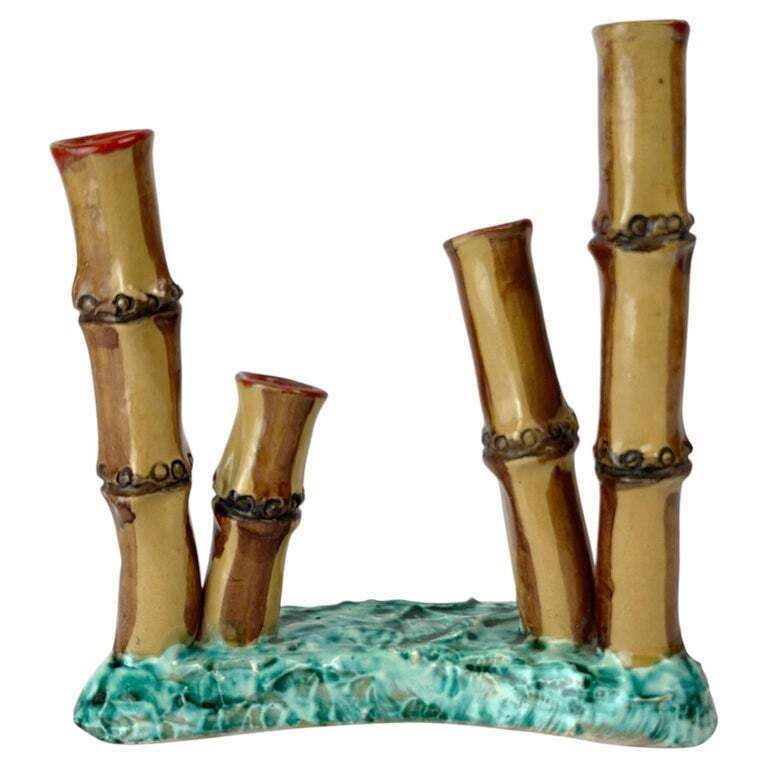 Mid Century Faux Bamboo Ceramic Vase, Italian, 1960s