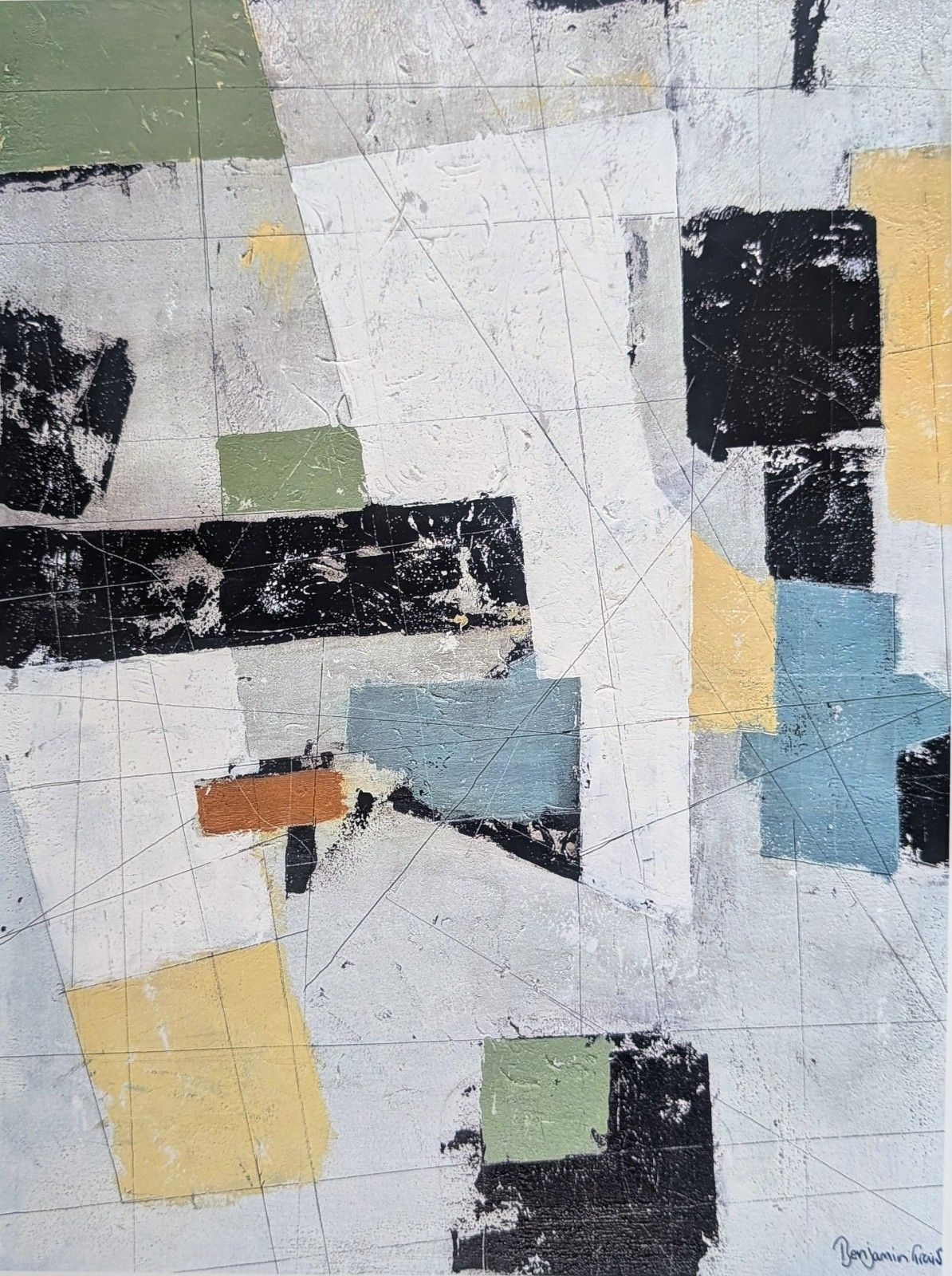Signed Limited Edition Framed Print By Benjamin Frais Geometric Abstract Art F2 photo vintage