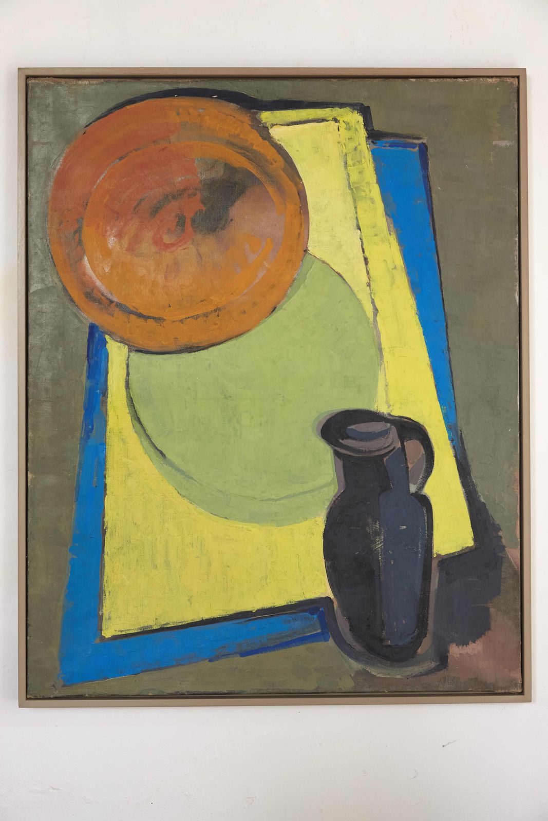 Still Life Painting With A Black Jug In Acrylic On Canvas, Anon photo vinterior