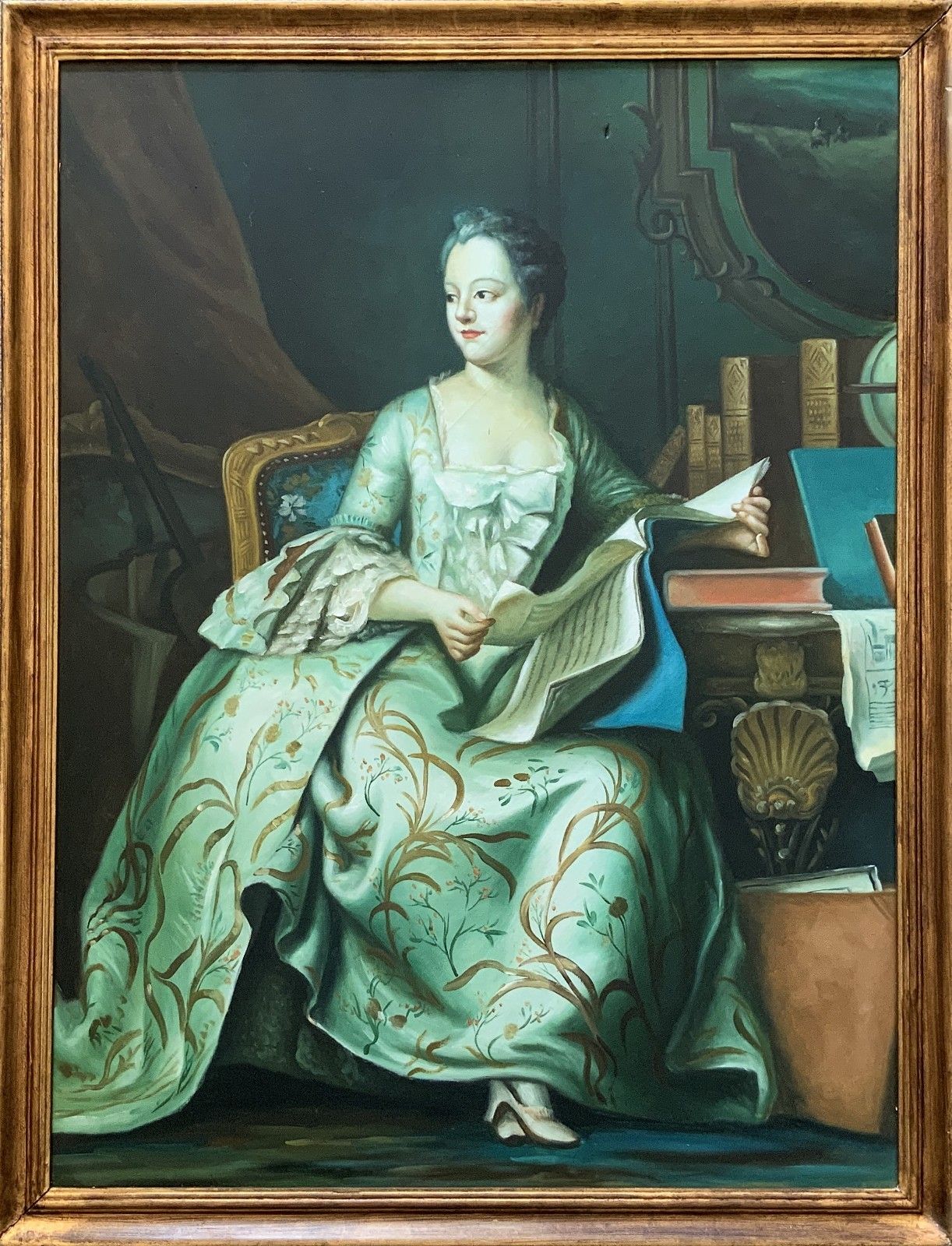 Large Magnificent Oil Portrait Painting 18thc Georgian Style Antique (2 Of 2)