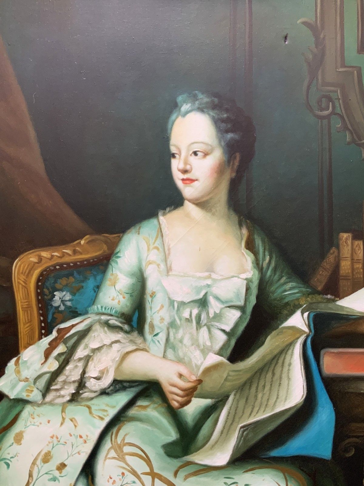 photo furniture Large Magnificent Oil Portrait Painting 18thc Georgian Style Antique (2 Of 2)