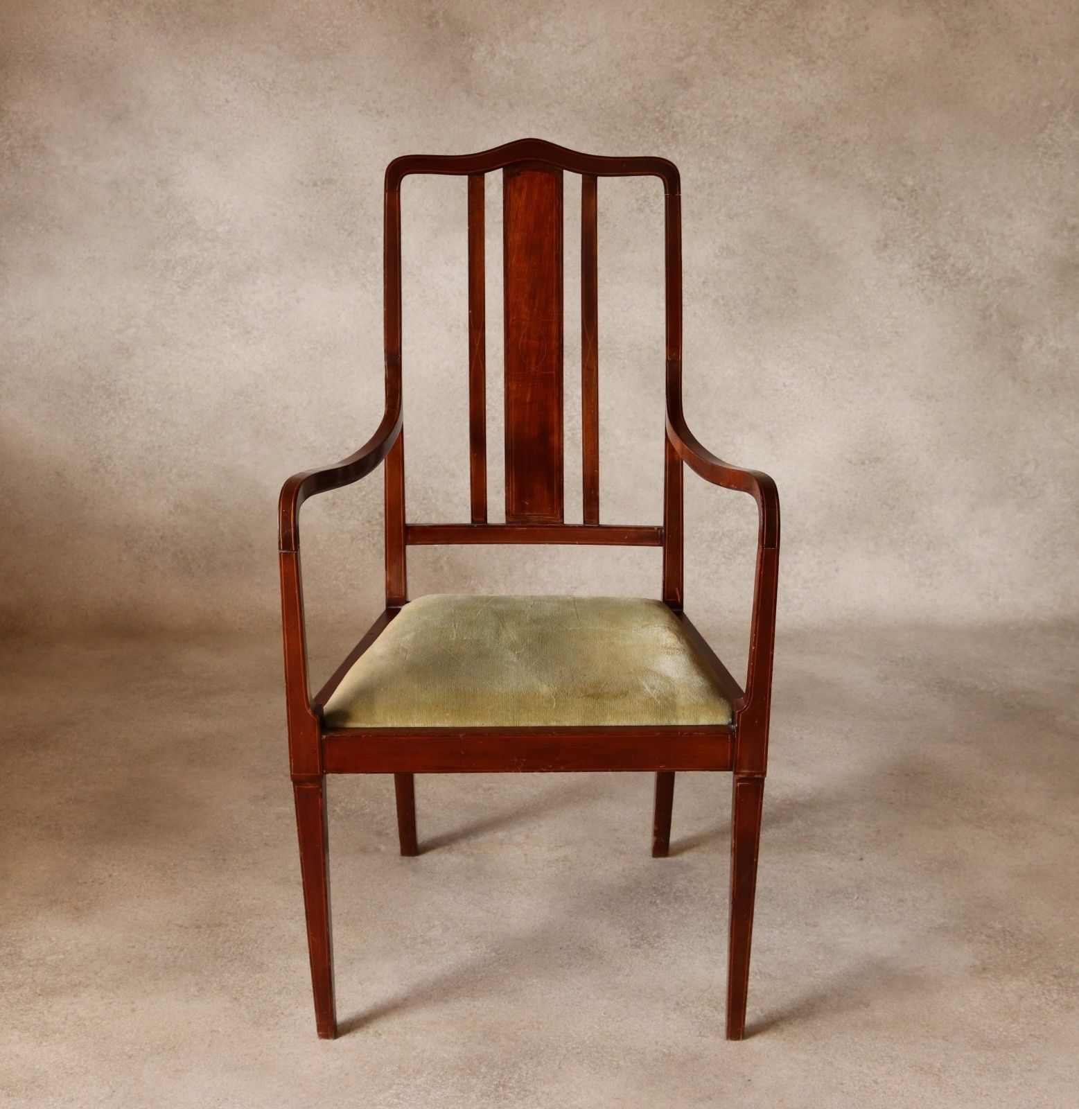 Antique Edwardian Inlaid Mahogany Elbow Chair / Desk Chair photo furniture