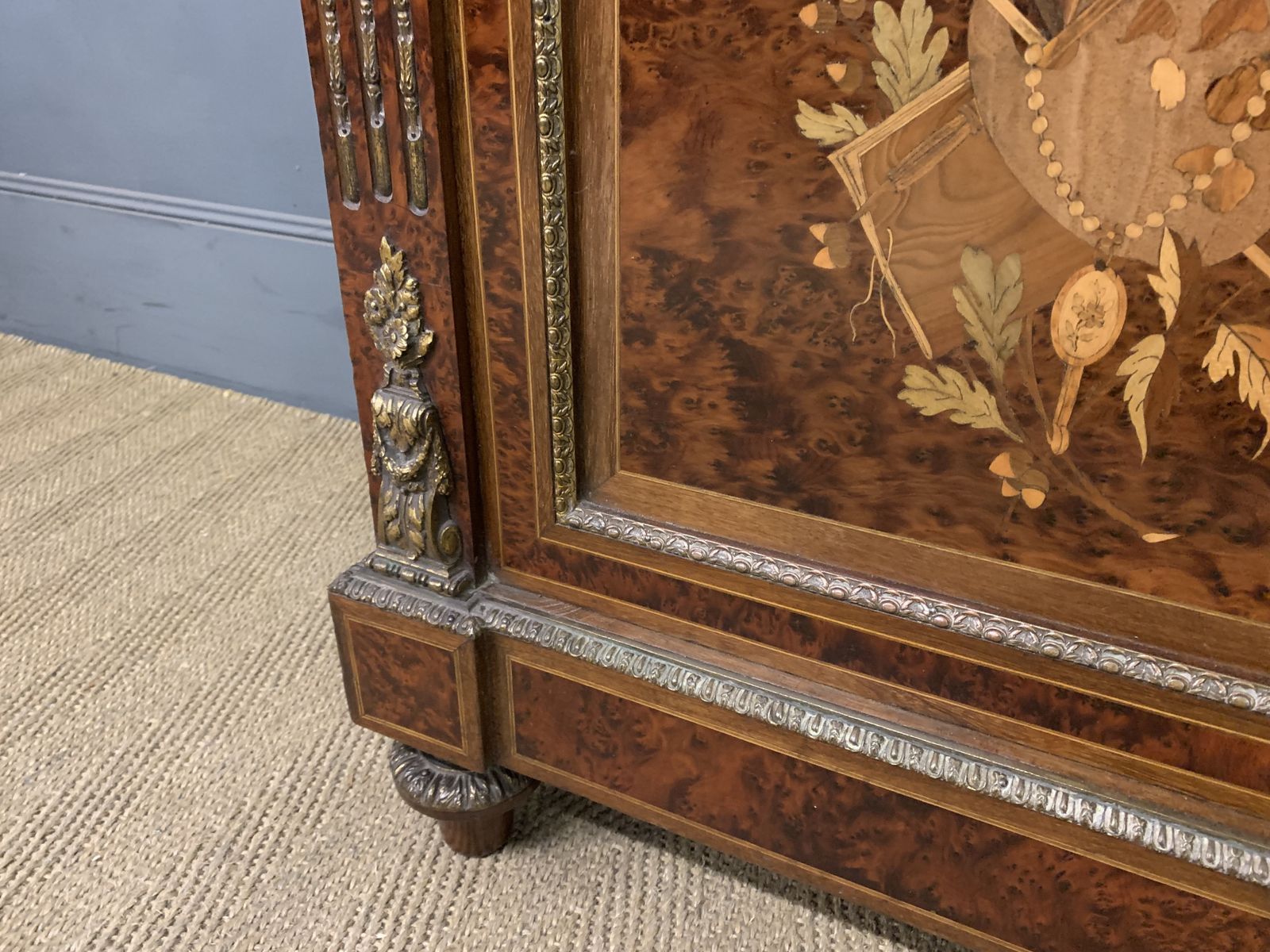 Inlaid Mahogany & Amboyna 19th Century French Bookcase photo vintage