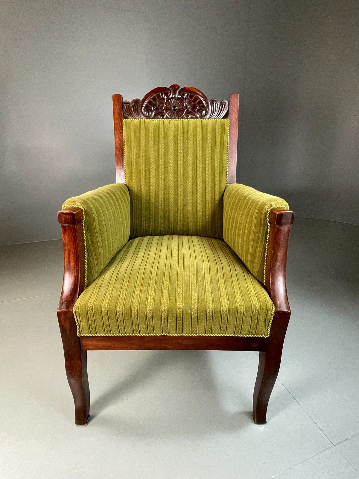 Antique Danish Lounge Chair Throne Type 1900s Green Eb04587 photo for sale