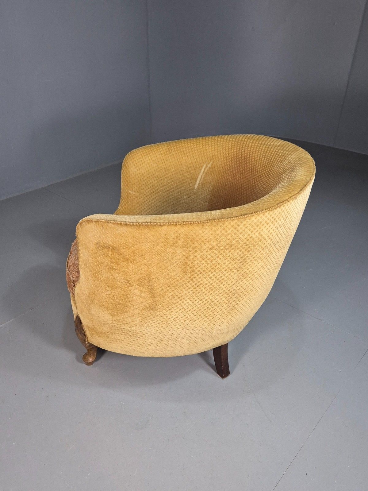 photo vintage Antique Danish Art Deco Lounge Chair Tub Form Yellow 1920s Eb08052