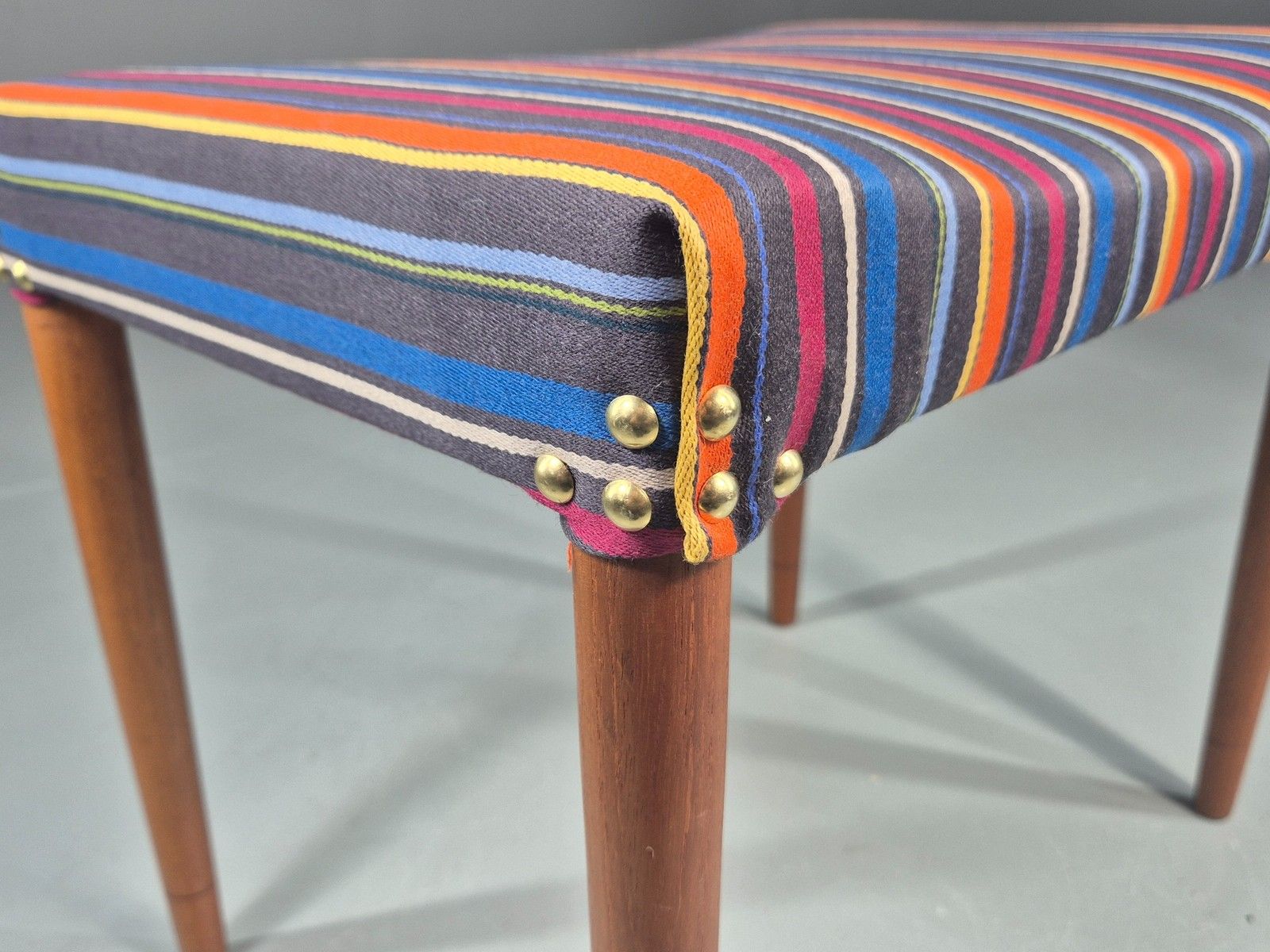 photo for sale Vintage Midcentury Footstool Danish Design New Upholstery Retro Teak Eb12049