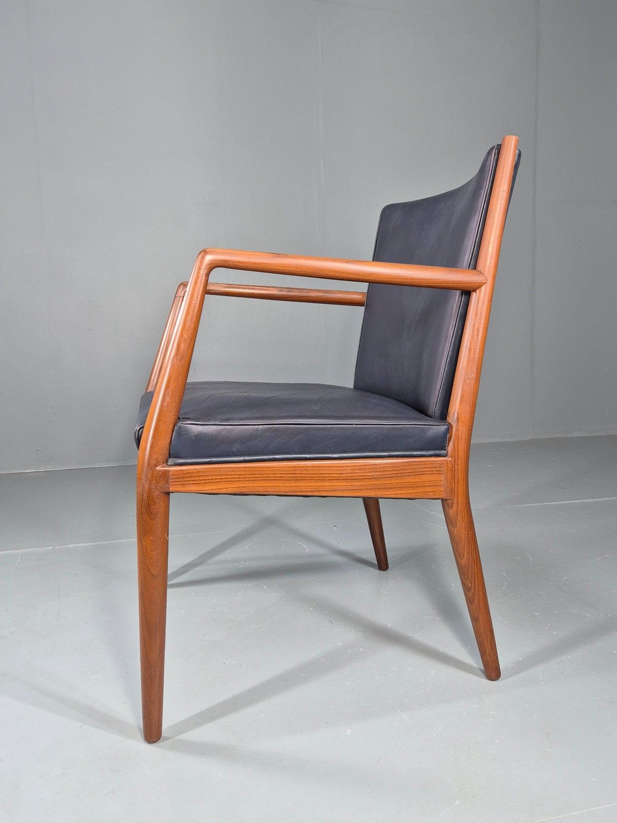 Vintage Mid Century Teak Armchair Blue Leather 1960s Retro Eb11910 photo furniture