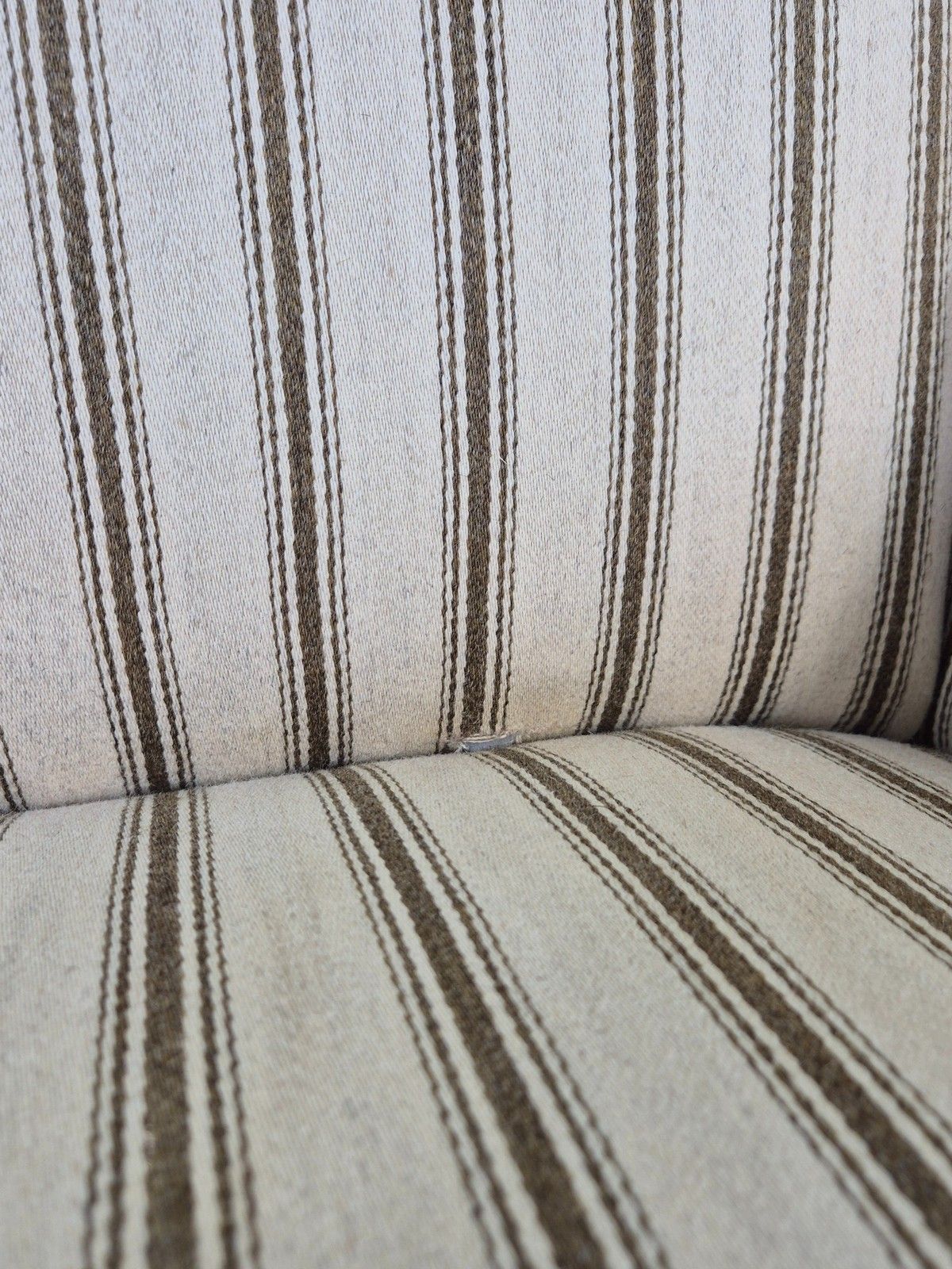 photo for sale Vintage Mid Century Lounge Chair Danish Design 1960s Cream Wool Stripe Eb12095