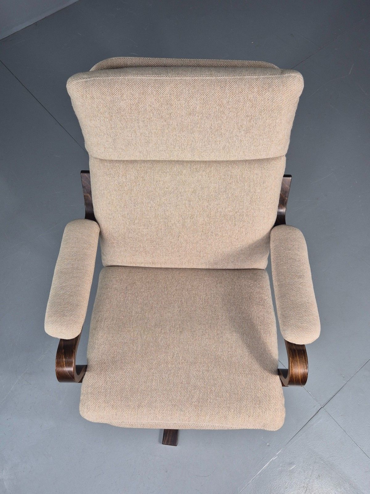 325.0 Vintage Danish Mid Century Swivel Chair Cream Bentwood Frame1970s Retro Eb12123 photo