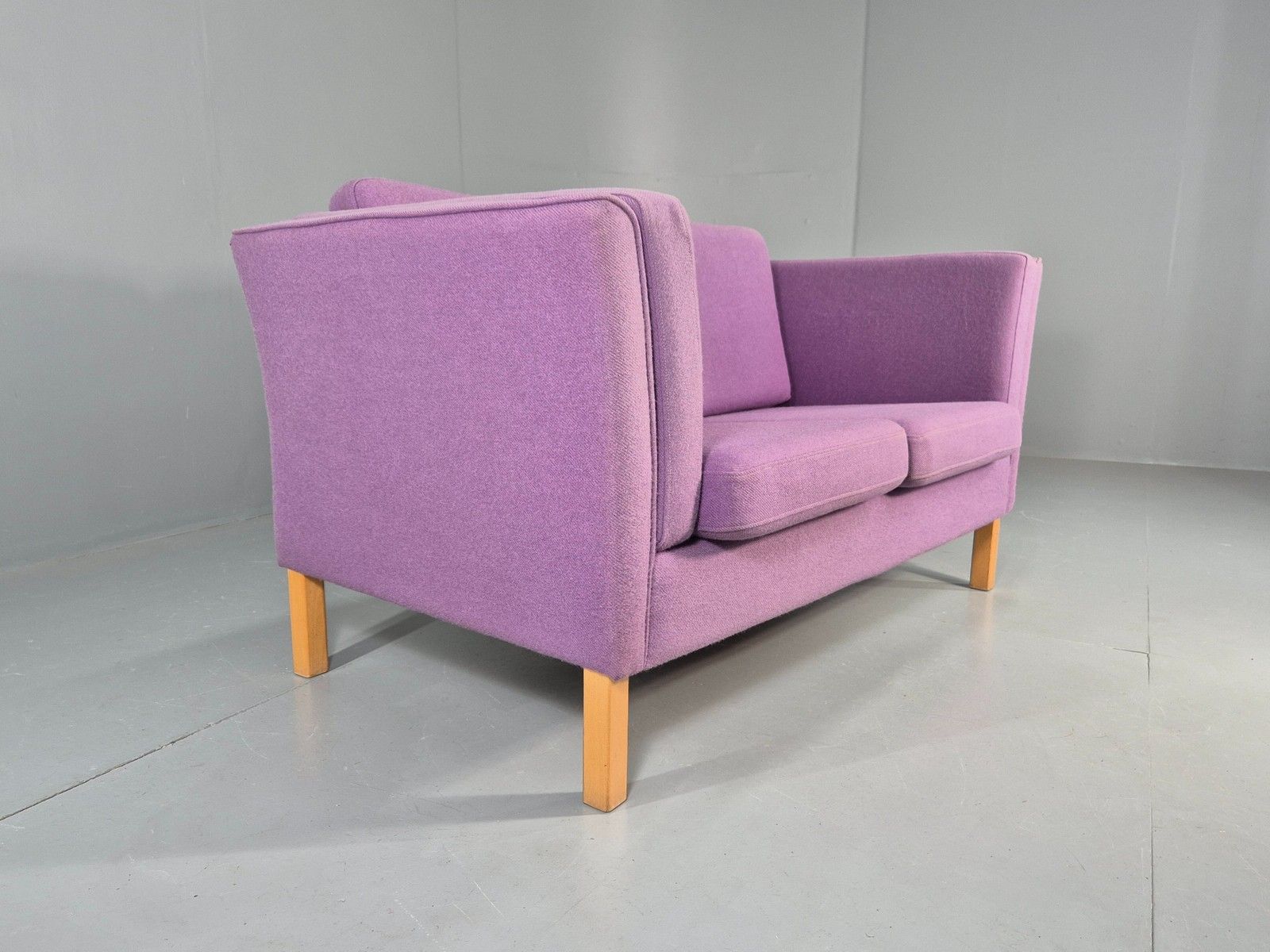 Vintage 2 Seater Sofa Mids Century Danish In Purple Wool 1970s Retro Eb12144 photo furniture