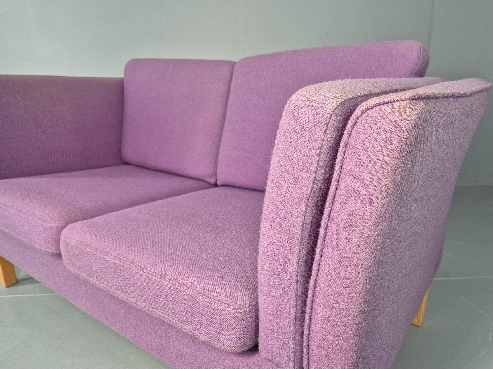 Vintage 2 Seater Sofa Mids Century Danish In Purple Wool 1970s Retro Eb12144 photo vinterior