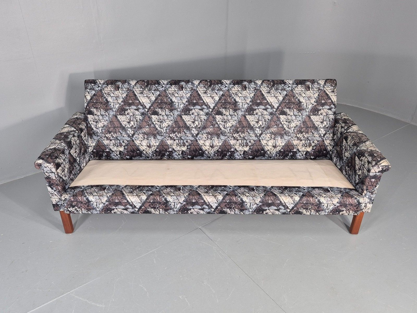 Vintage Mid Century Modern 3 Seater Sofa Swedish Abstract Fabric 1960s Eb11077 photo vinterior