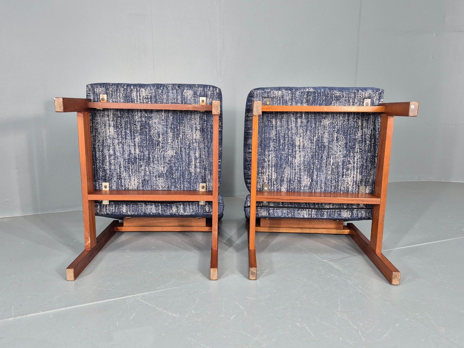 450.0 2 Vintage Lounge Chairs 1960s Mid Century Design Teak Frame Guy Rogers Eb11848 photo