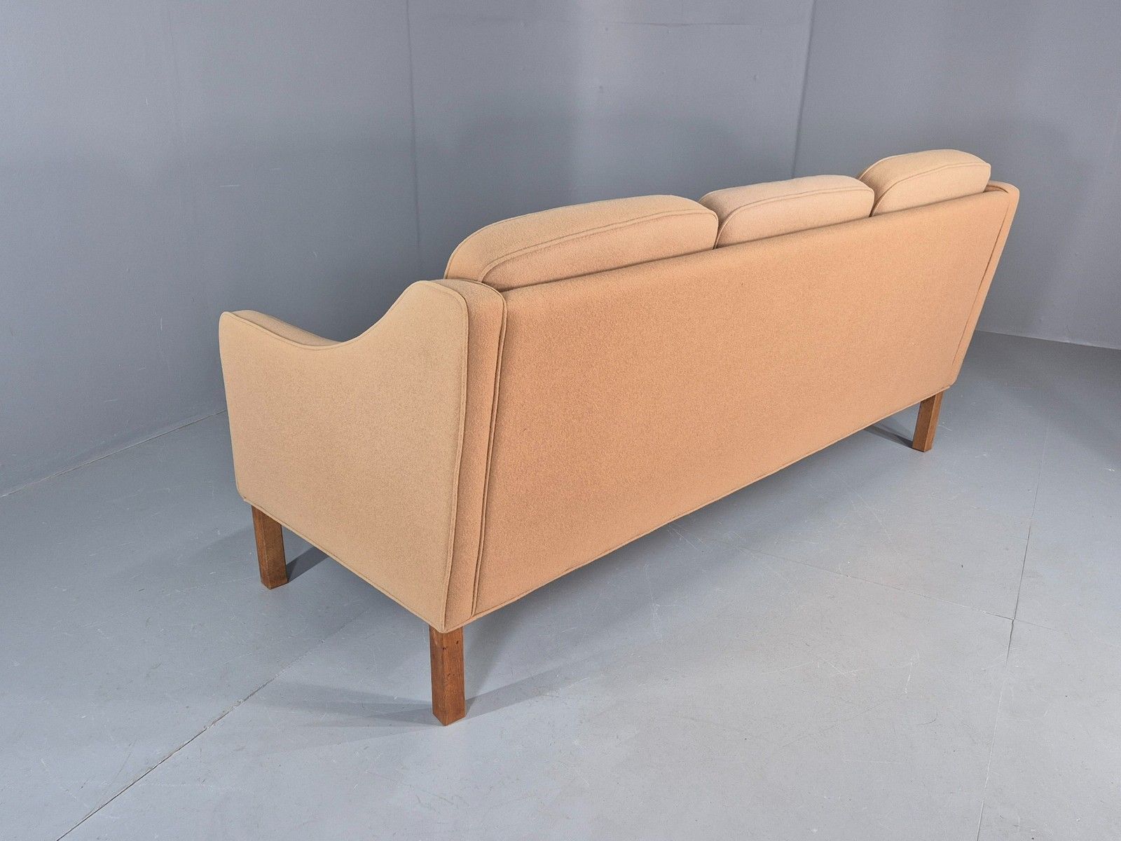 Furniture Vintage 3 Seater Sofa Beige Wool Upholstery Hurup Mcm Retro 1980s Eb12173 photo