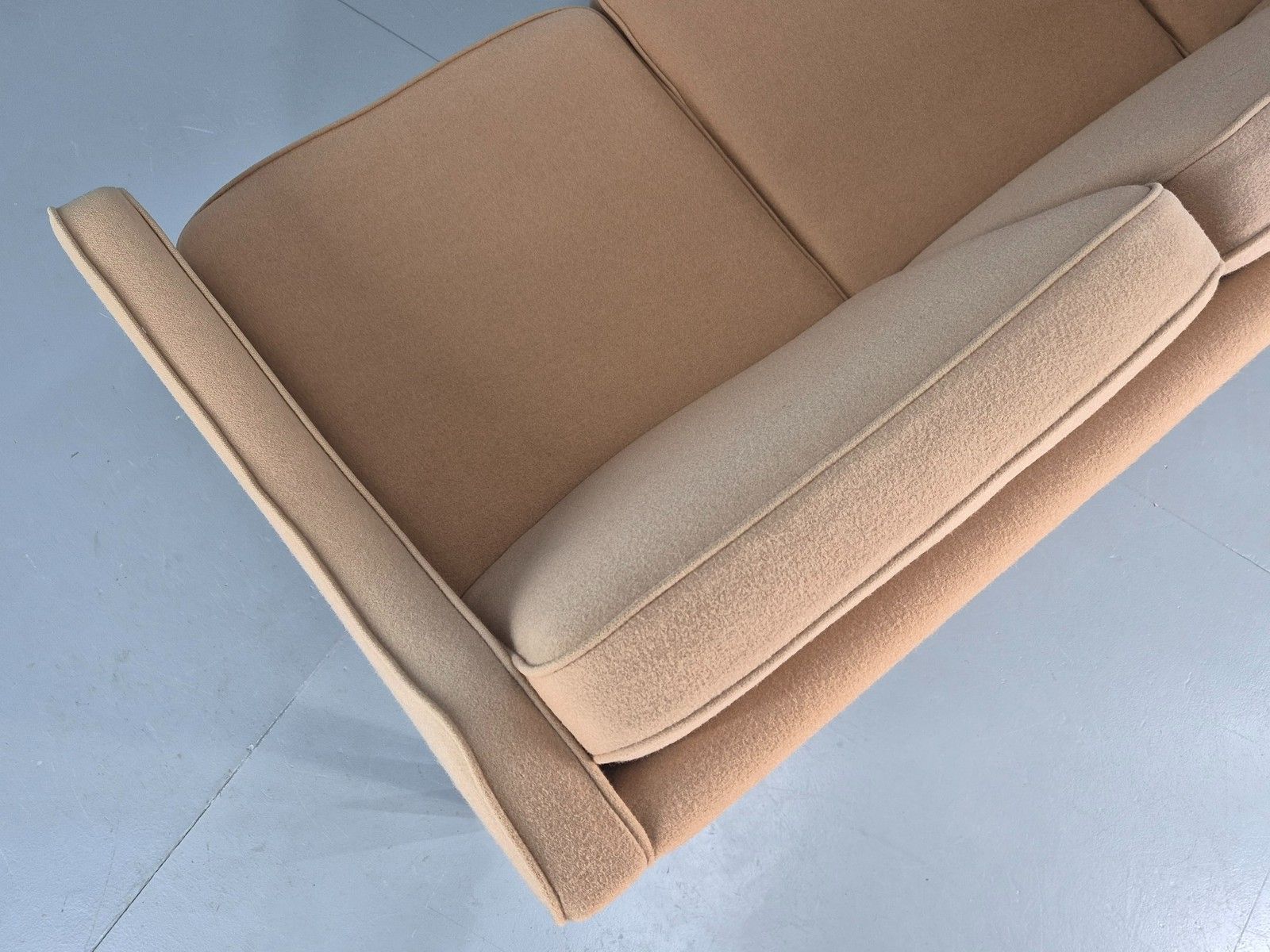 550.0 Vintage 3 Seater Sofa Beige Wool Upholstery Hurup Mcm Retro 1980s Eb12173 photo