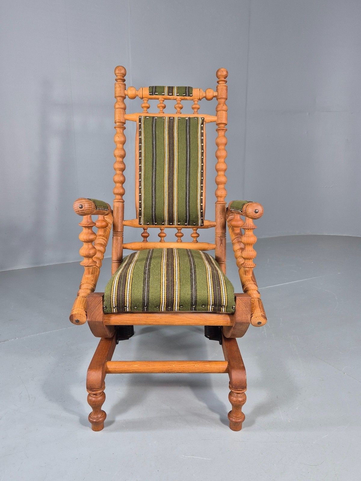 Vintage Henning Kjaernulf Oak Rocker 1970s Retro Original Cloth Green Eb12112 photo Furniture