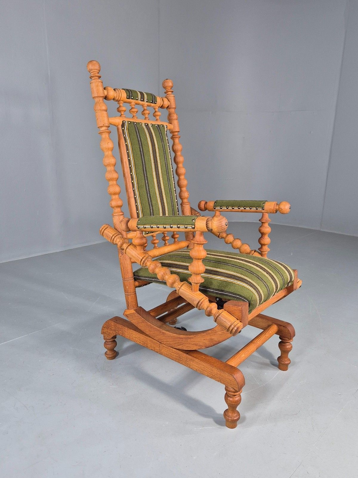 Vintage Henning Kjaernulf Oak Rocker 1970s Retro Original Cloth Green Eb12112 photo 350.0