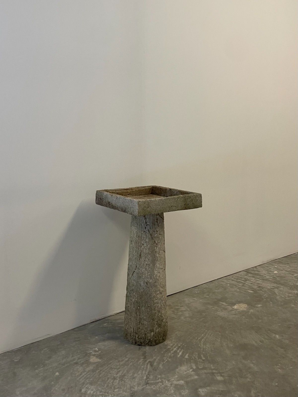 Vintage Circa 1970s Mid Century Minimalist Rustic Stone Square Bird Bath Table photo furniture