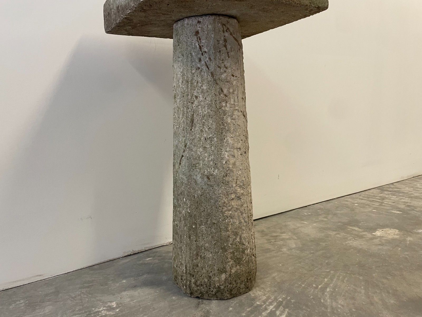 Vintage Circa 1970s Mid Century Minimalist Rustic Stone Square Bird Bath Table photo buy