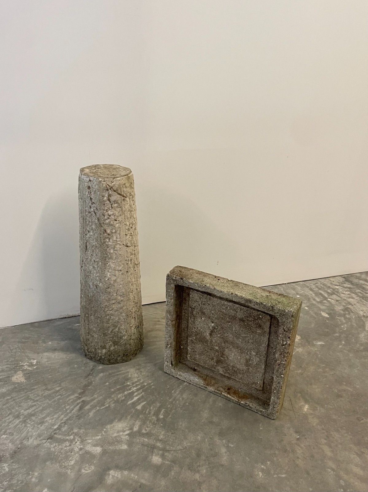 300.0 Vintage Circa 1970s Mid Century Minimalist Rustic Stone Square Bird Bath Table photo