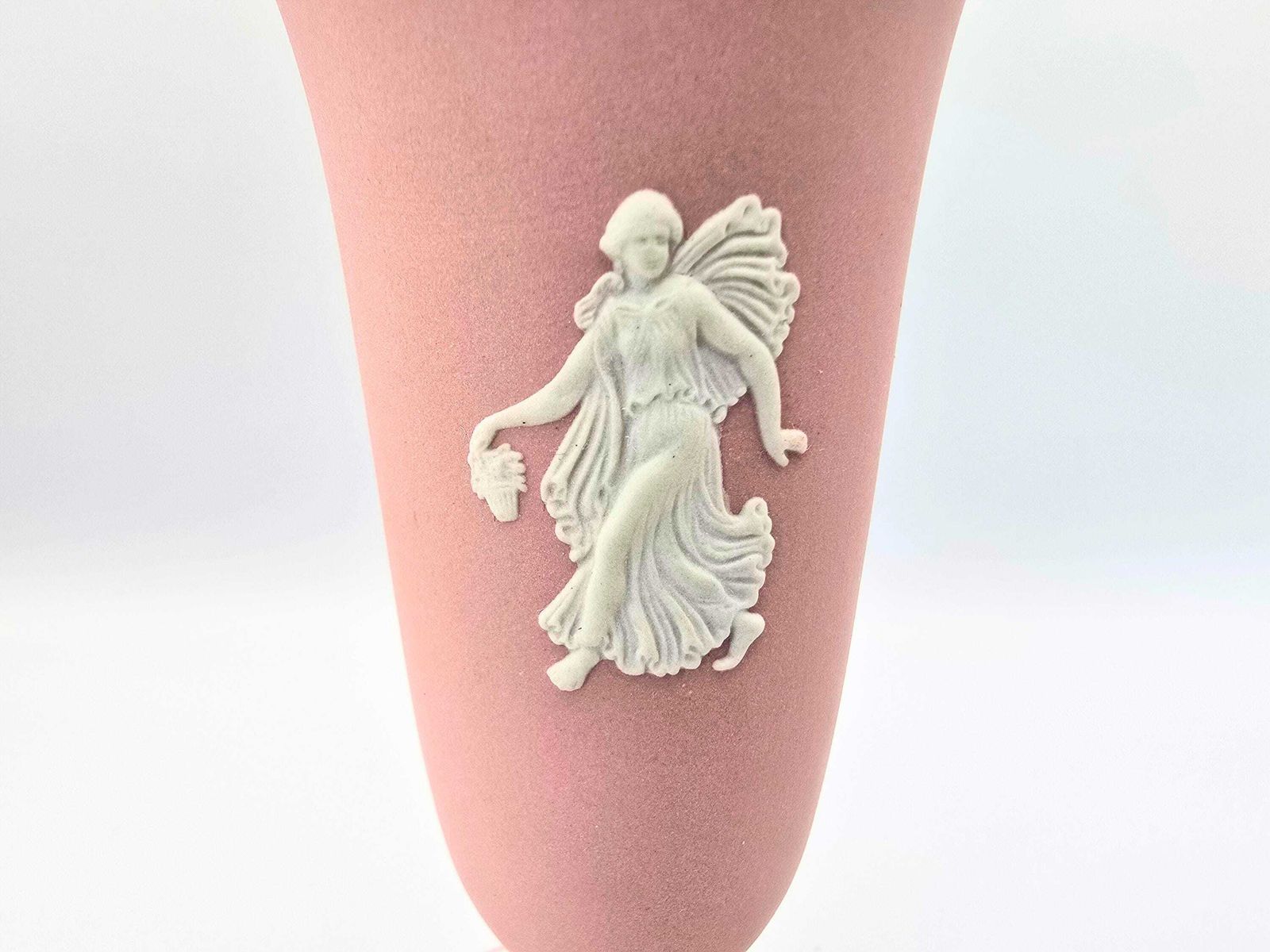 photo furniture Wedgwood Pink Jasperware Small Vase   Dancing Woman Floral Border Bud Vase   Rare