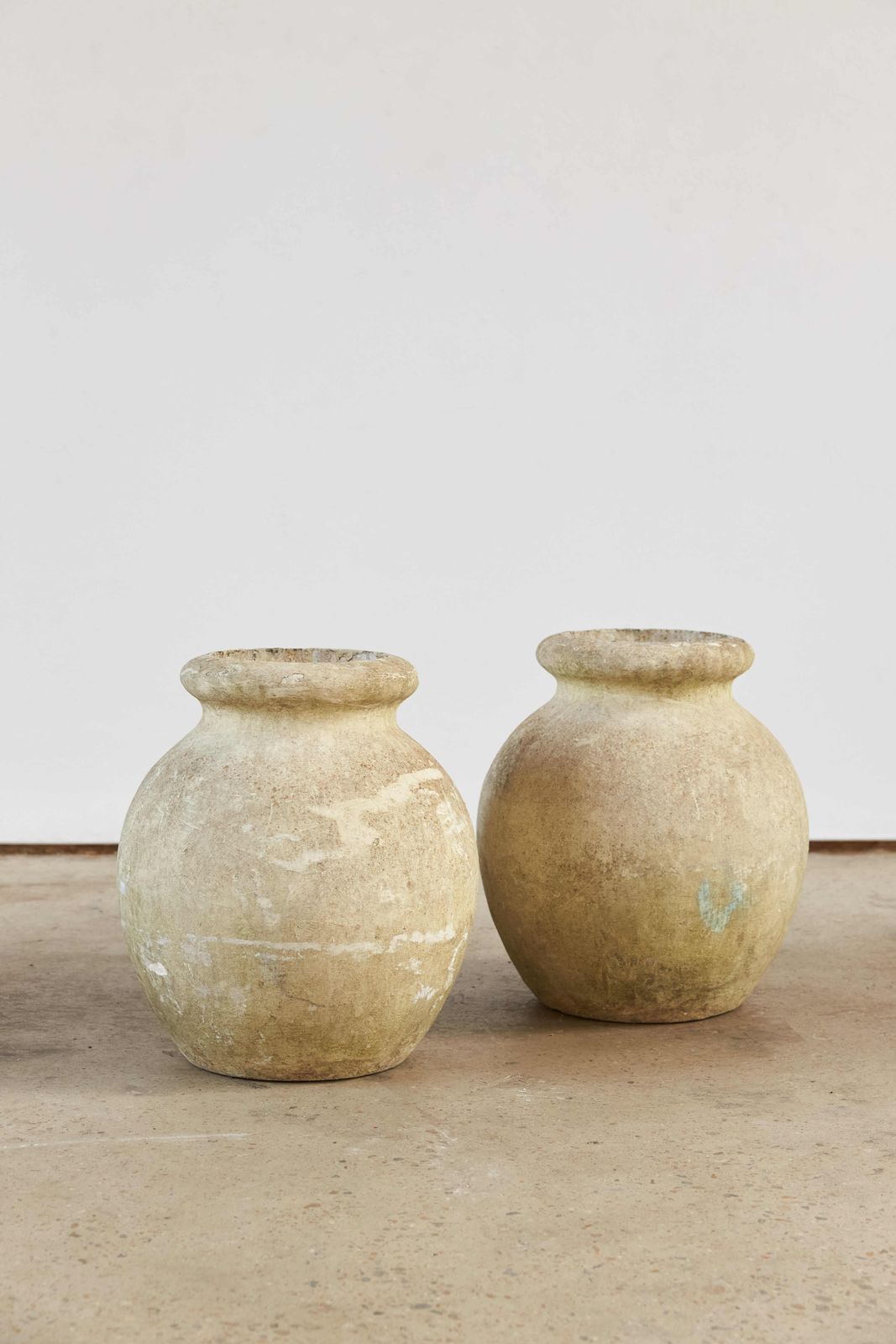 Pair Of Willy Guhl For Eternit Olive Pot Planters, Switzerland, C1960