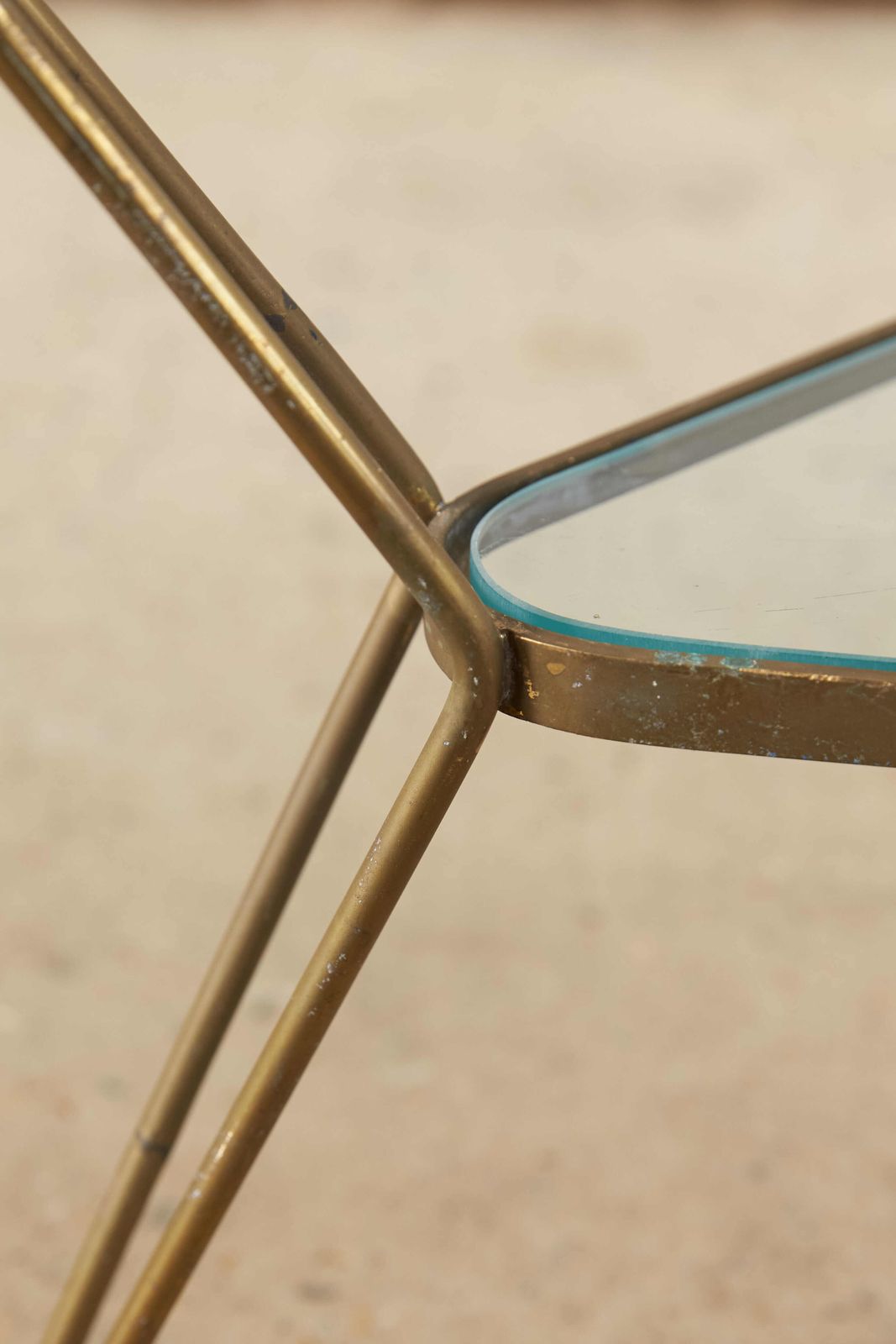 photo for sale Mid Century Italian Brass And Glass Two Tier Coffee Table