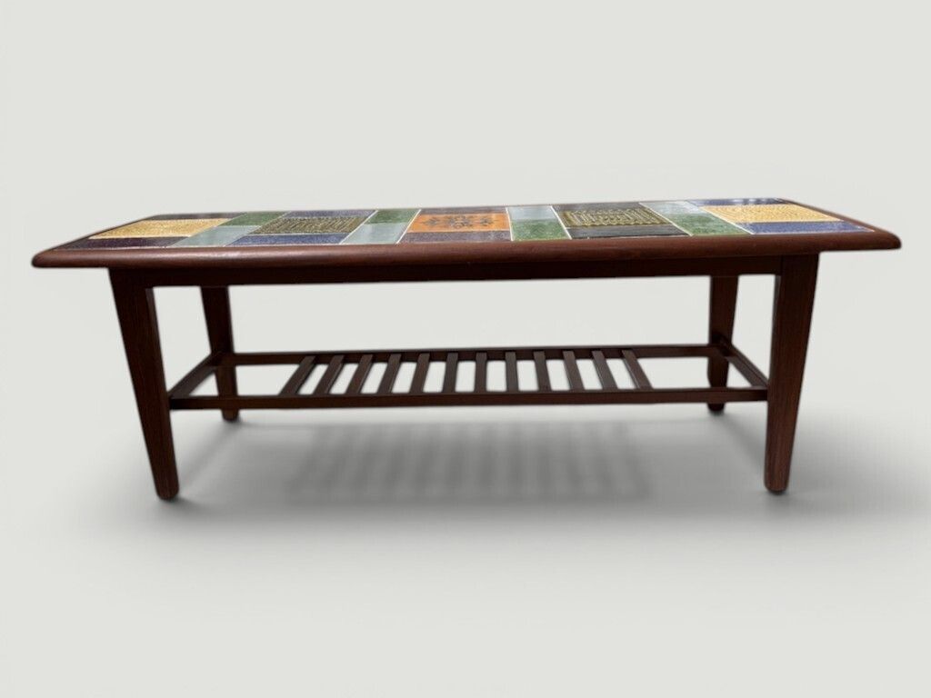 Mid Century Tile Top Coffee Table   Tiles   Clark / Malkin Johnson / Heals C1965 photo for sale