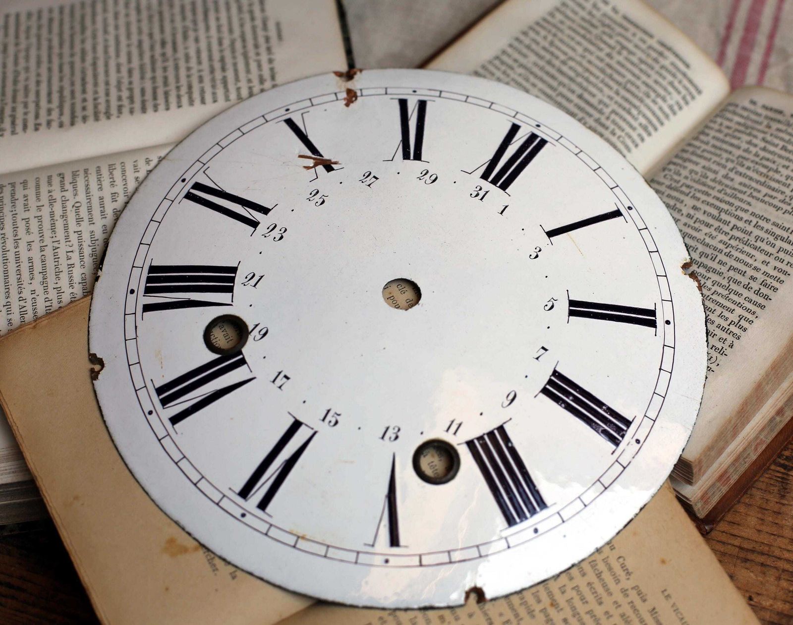 Antique French Clock Face Enamel Grandfather Dial photo for sale