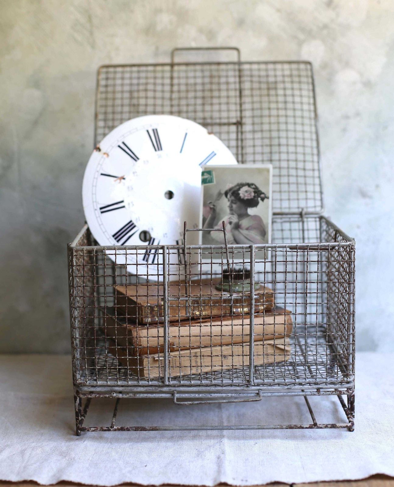 Antique French Clock Face Enamel Grandfather Dial photo vintage